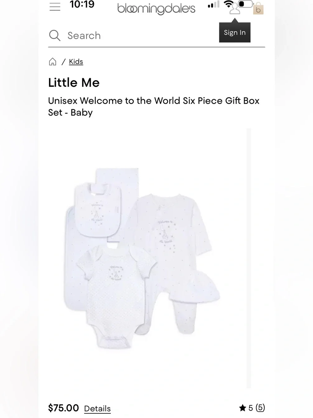 Little Me White and Gray Newborn Gift Set